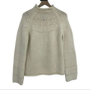 EXPRESS Lambswool Angora-Blend Thick Knit Mock Turtleneck Sweater LARGE Cream